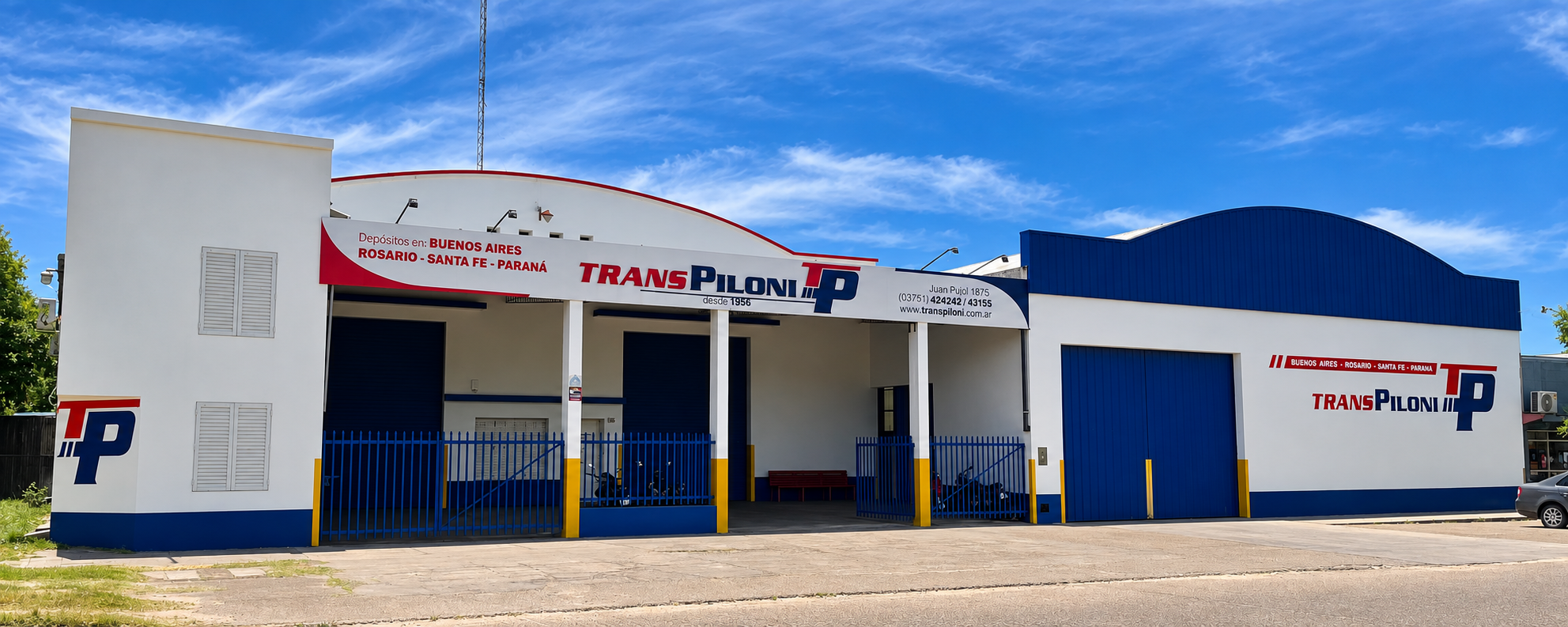 Fachada de la sede de Transporte Piloni en Monte Caseros
